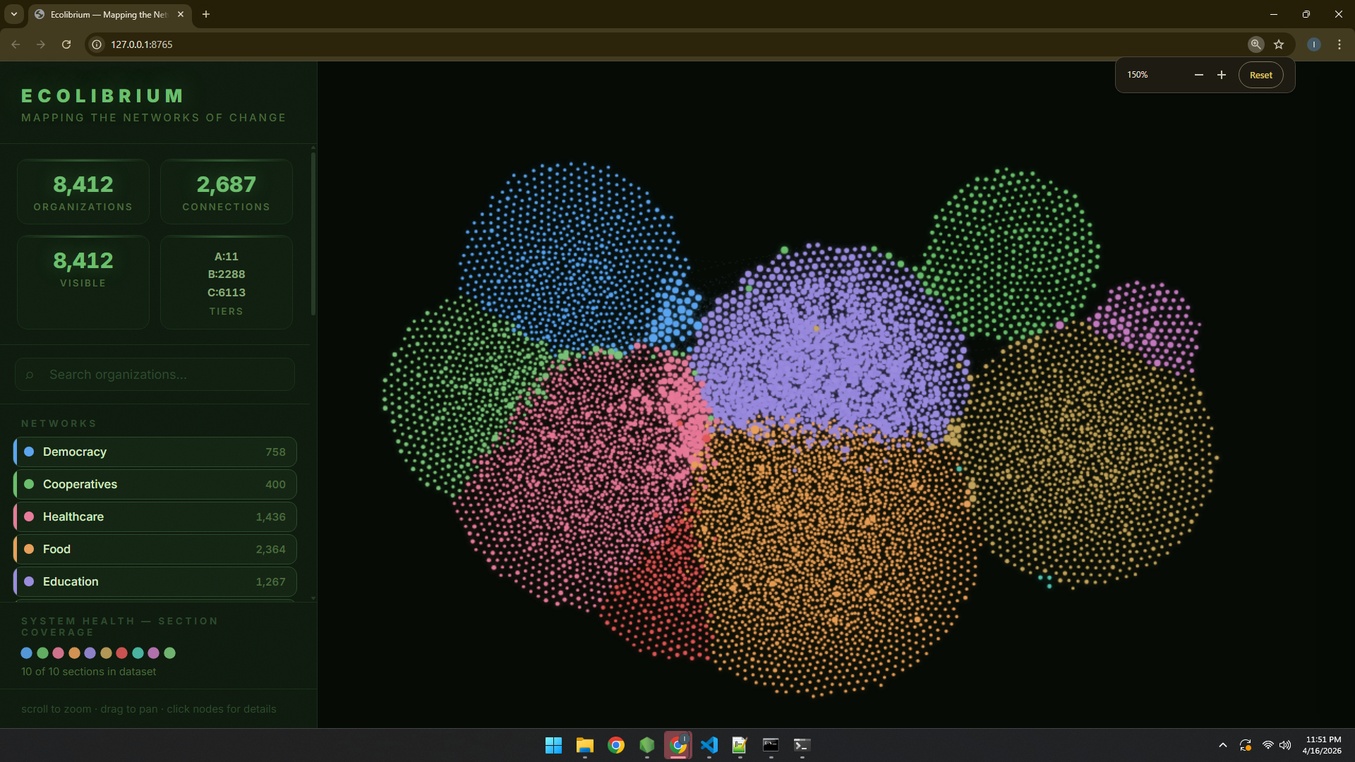 Preview of the Commonweave directory map showing geocoded organizations across all populated continents